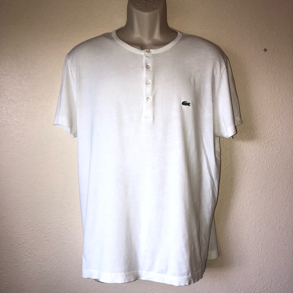 Lacoste short sleeve henley size 5 white